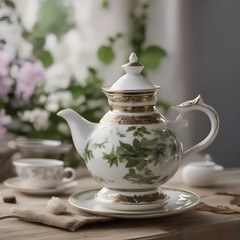 A teapot pouring a stream of herbal tea into a porcelain cup4