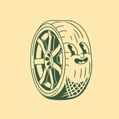 Vintage character design of the wheel