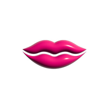 3d pink lips vector symbol isolated on white background