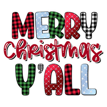 Merry Christmas Y'all Png, Buffalo Plaid, Leopard Sublimation, Buffalo Plaid Sublimation, Christmas Png