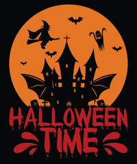 Halloween Time Happy Halloween shirt print template scary themed horror ghost pumpkin witch boo vector