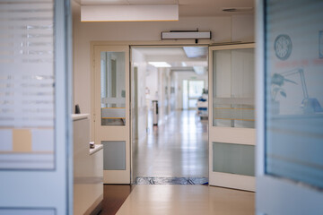 Hospital Floor Interior, empty hospital corridor