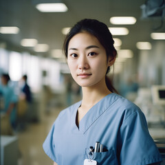 Obraz premium Asian Healthcare worker, strong powerfull portrait photography.