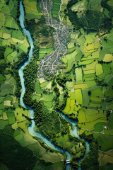 Fototapeta premium top-down bird’s view map of a field