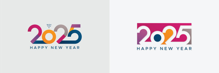 Happy new year 2025 with modern typeface logo concept. 2025 new year celebration
