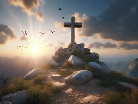 A Sunrise and a Cross: A Breathtaking Image of Nature and Spirituality