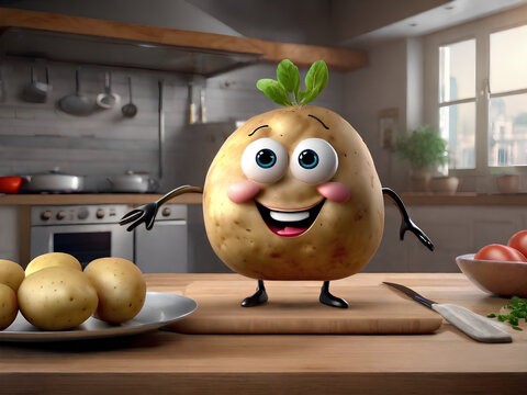 A Hilarious Image of a Potato Character Abandoning a Plate of Potatoes