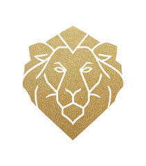 Golden glitter lion head, gold glittering lion