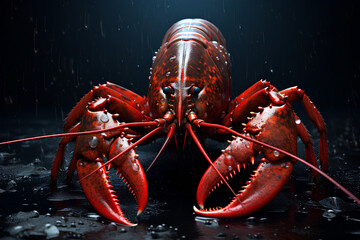 Lobster, ultra HD, 8K, black background, AI-Generated