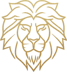 Golden glitter lion head, gold glittering lion
