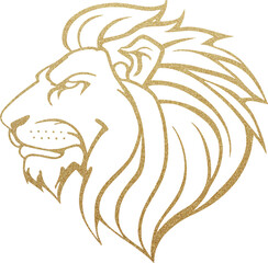 Golden glitter lion head, gold glittering lion
