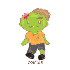 Alphabet Z For Zombie Vocabulary School Lesson Cartoon Illustration Vector Clipart Sticker