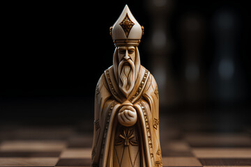 Fototapeta premium Realistic bishop chess piece, AI-Generated