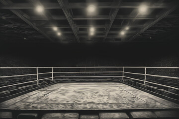 Old photo of a boxing ring, AI-Generated