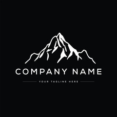 Creative Modern Mountain Logo. Black and White Logo. Usable for Business Logos. Flat Vector Logo Design Template Element