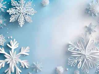 Winter snowflakes. Paper cut background.
