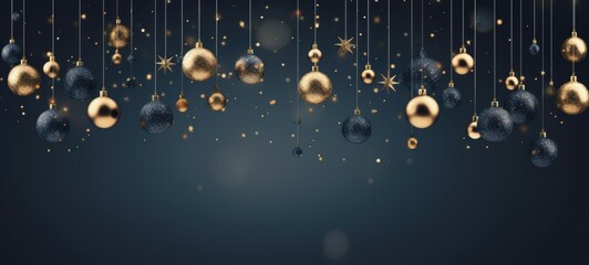 beautiful christmas balls banner with text space- generative AI