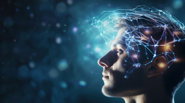 Measuring electrical activity of the human brain, electroencephalography (EEG) process , showing patterns of activity,  neurons
