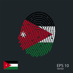 Fingerprint vector colored with the national flag of Jordan