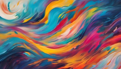 abstract colorful background with waves, watercolor art generated with AI - obrazy, fototapety, plakaty
