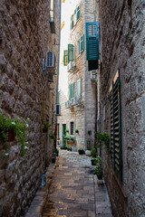 Streets and buildings of Kotor, Montenegro.