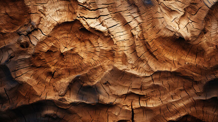 Charred wood bark light brown texture. Detailed macro close-up view of tree burned cork background. Generative AI
