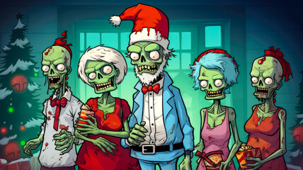 Zombie Weihnachten, Horror Märchen für alternative Feiertage. Generiert mit KI