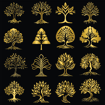 Set of golden tree, collection of gold tree