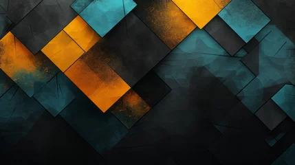 Fotobehang Black teal orange yellow abstract modern background, high quality, 16:9 © Christian