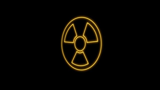  Radioactive symbol glow on a black background.