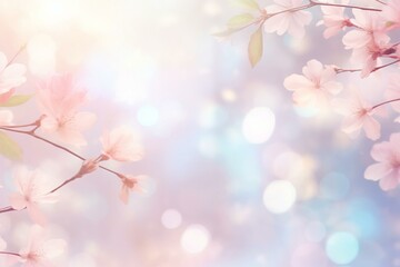 Blurred spring summer light with delicate pastel colors and soft circular lights. Beautiful backdrop illustration. Generative AI