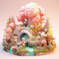 Whimsical Fairy Forest 3d illustration