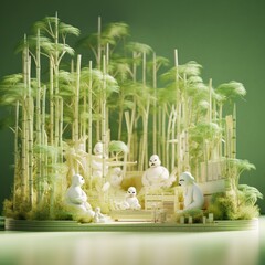 Tranquil Bamboo Grove 3d illustration