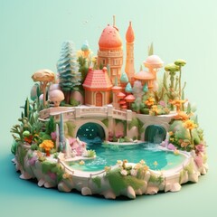 Enchanted Mermaid Lagoon 3d illustration