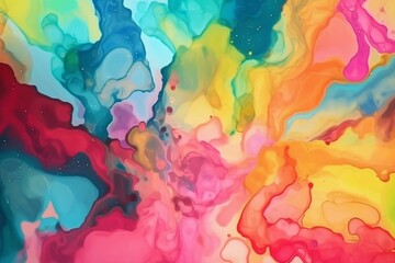 Fototapeta na wymiar Colorful watercolor background with fluid texture. Generative AI