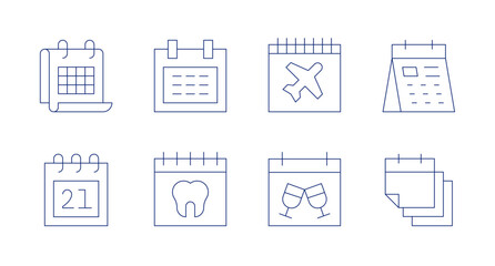Calendar icons. Editable stroke. Containing maternity, menstrual calendar, money, schedule.