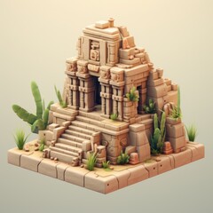 Ancient Inca Temple 3d illustration