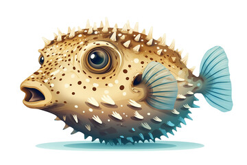Puffer fish vector isolated transparent background