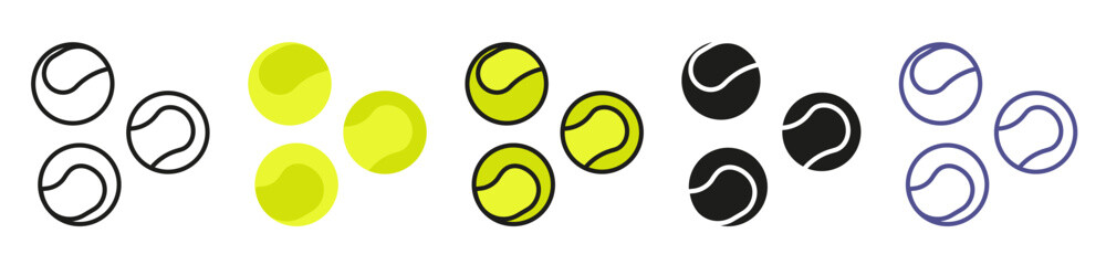 Tennis balls of different styles. Set of tennis balls. Vector image of tennis balls.
