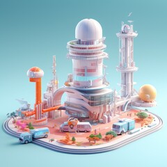 Futuristic Spaceport 3d illustration