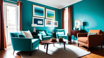 Fototapeta premium interior of living room with armchairs