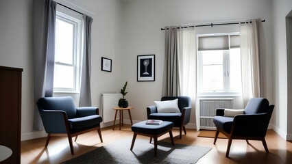 Naklejka na ściany i meble interior of living room with armchairs