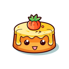 Pineapple Upside-down mousse cake , PNG, Illustration Design, Cartoon For Tshirt 
