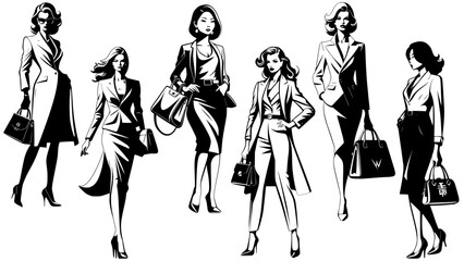 Stylish silhouettes of fashion ladies