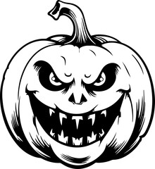 Fototapeta premium Hand drawn Scary halloween pumpkin, Halloween pumpkins illustration
