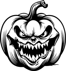 Fototapeta premium Hand drawn Scary halloween pumpkin, Halloween pumpkins illustration