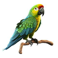 colourful parrot isolated on transparent background
