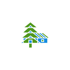 Pine tree house logo design.