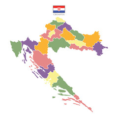 Silhouette and colored Croastia map