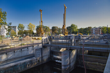 Baustelle Neuer Stadthafen in Leipzig, Sachsen, Deutschland